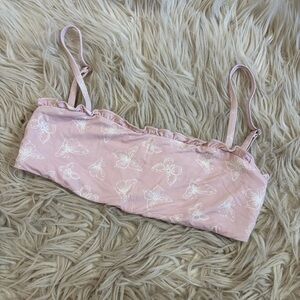 Dippin Daisys Pastel Pink Butterfly Ruffle Bikini Top